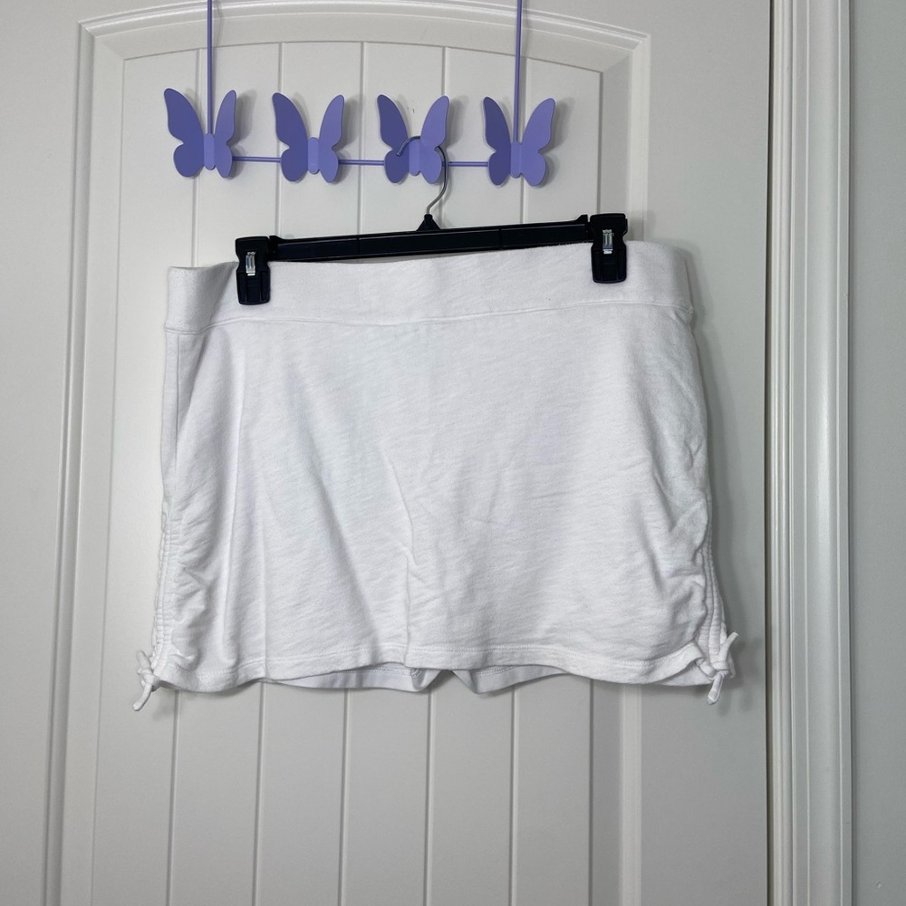 CHAPS women’s solid white stretch ruched comfy lounge casual‎ mini skirt XL
